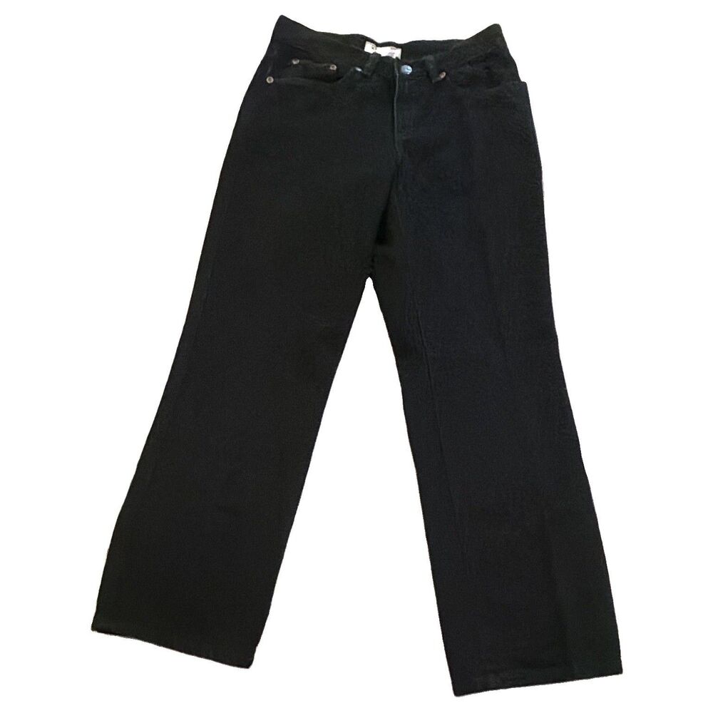 L.L.Bean Women’s Black Straight Fit Cotton Denim 5-Pocket Jeans Petite 4